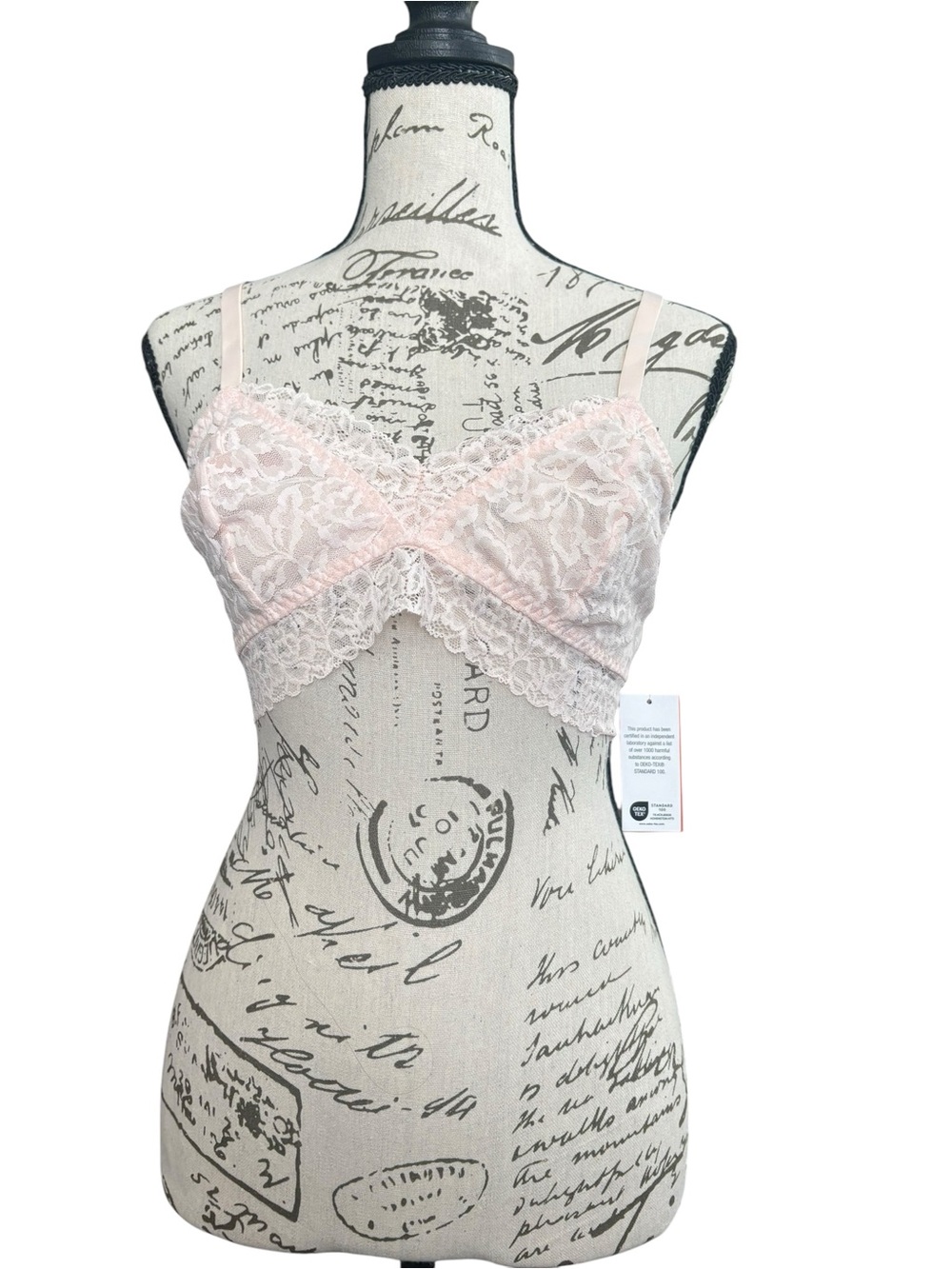 Lace Triangle Bralette in Light Pink